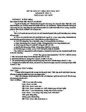 Đề và đáp án kiểm tra học kì I Ngữ văn lớp 12 - Năm học 2016-2017
